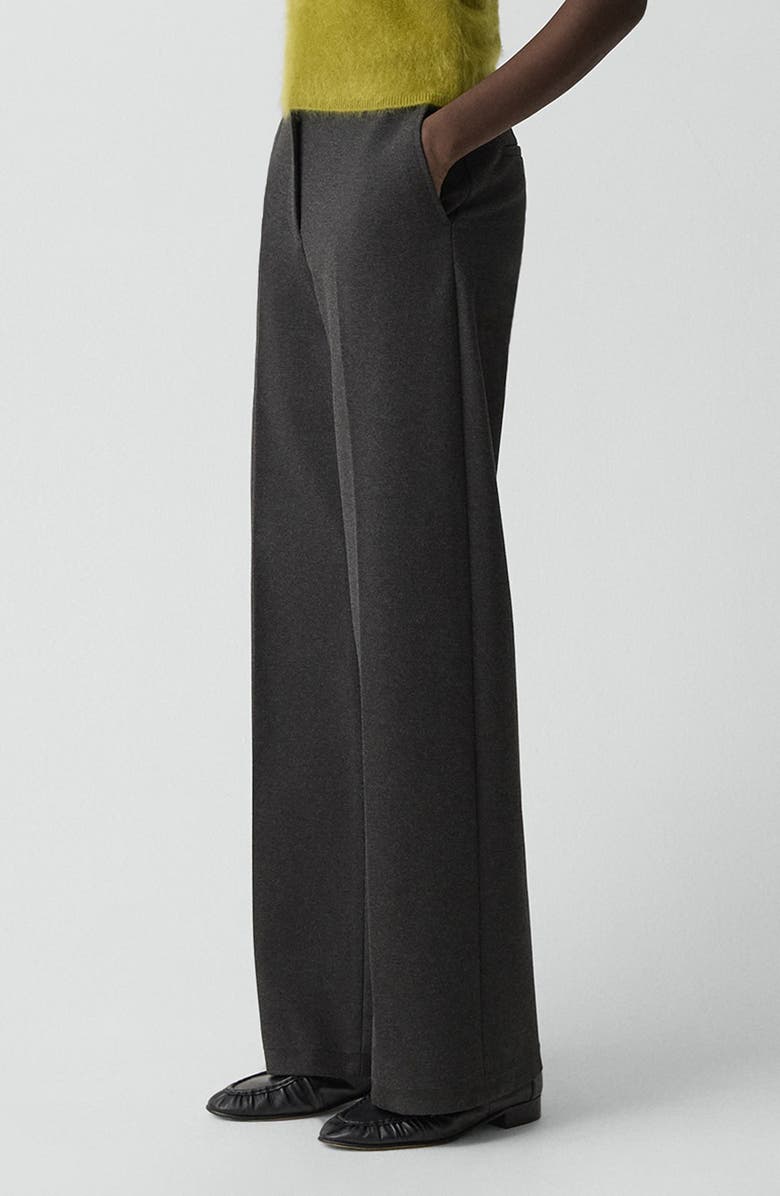 Theory Mélange Wide Leg Pants, Alternate, color, Charcoal Melange