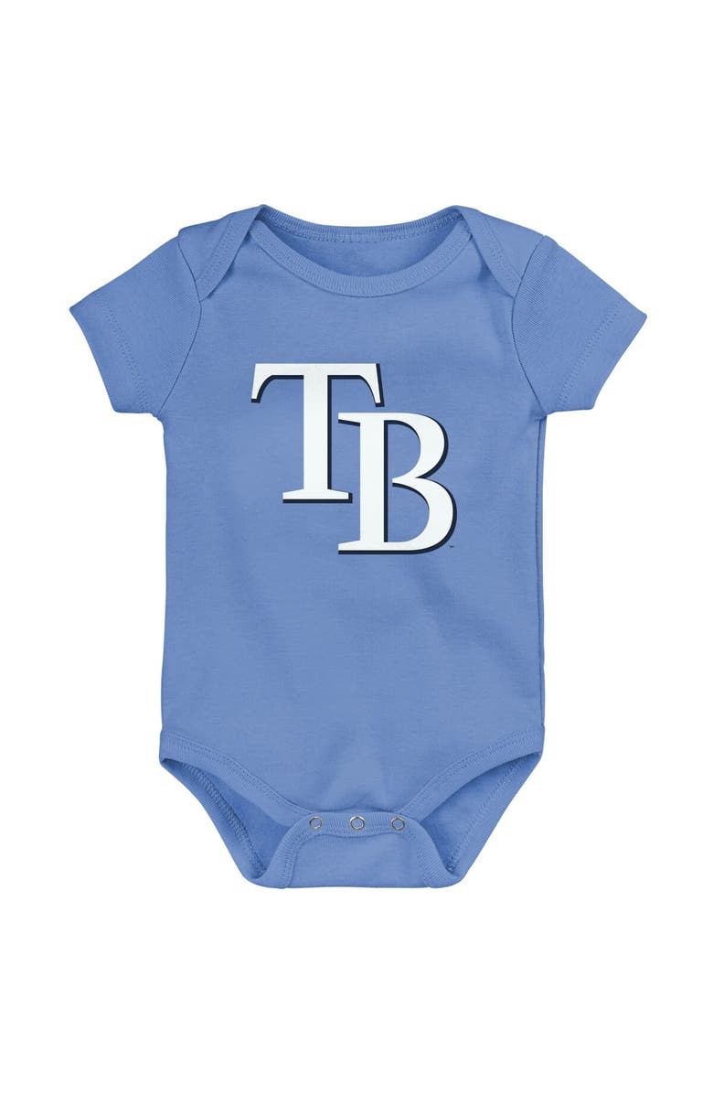 Outerstuff Infant Light Blue/White/Heather Gray Tampa Bay Rays Biggest Little Fan 3-Pack Bodysuit Set, Alternate, color, Light Blue
