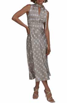 Print Scarf Sleeveless Midi Dress