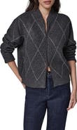Donna Karan New York Crystal Embellished Zip Front Bomber Cardigan