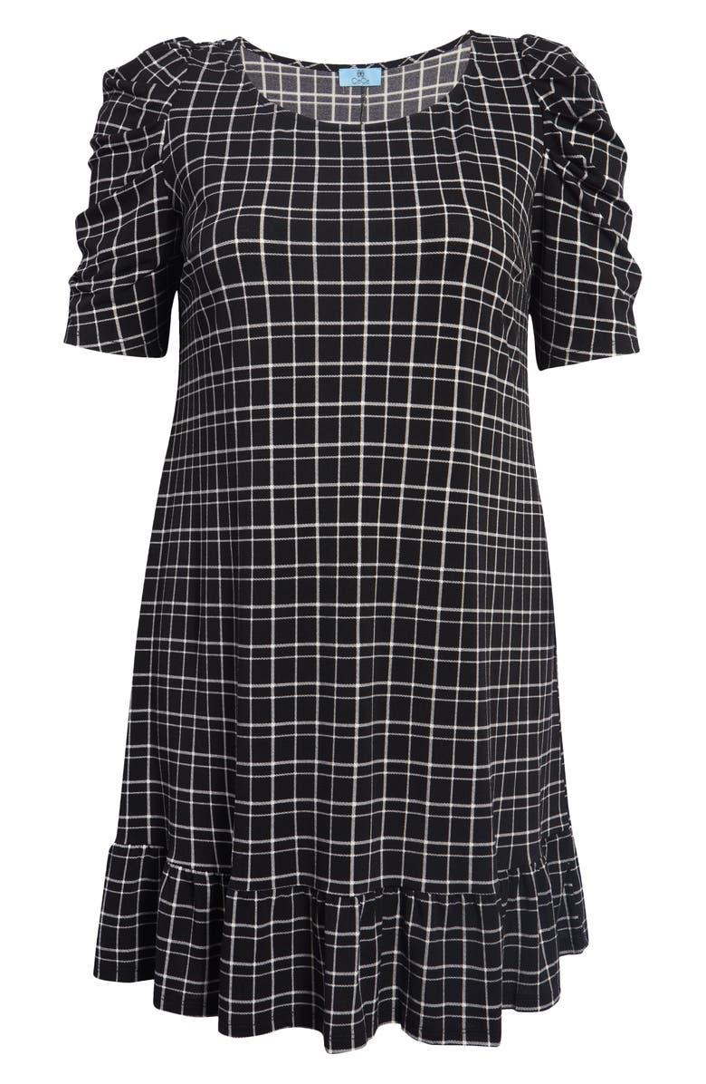 CeCe Puff Sleeve Check Ruffle Dress, Alternate, color,