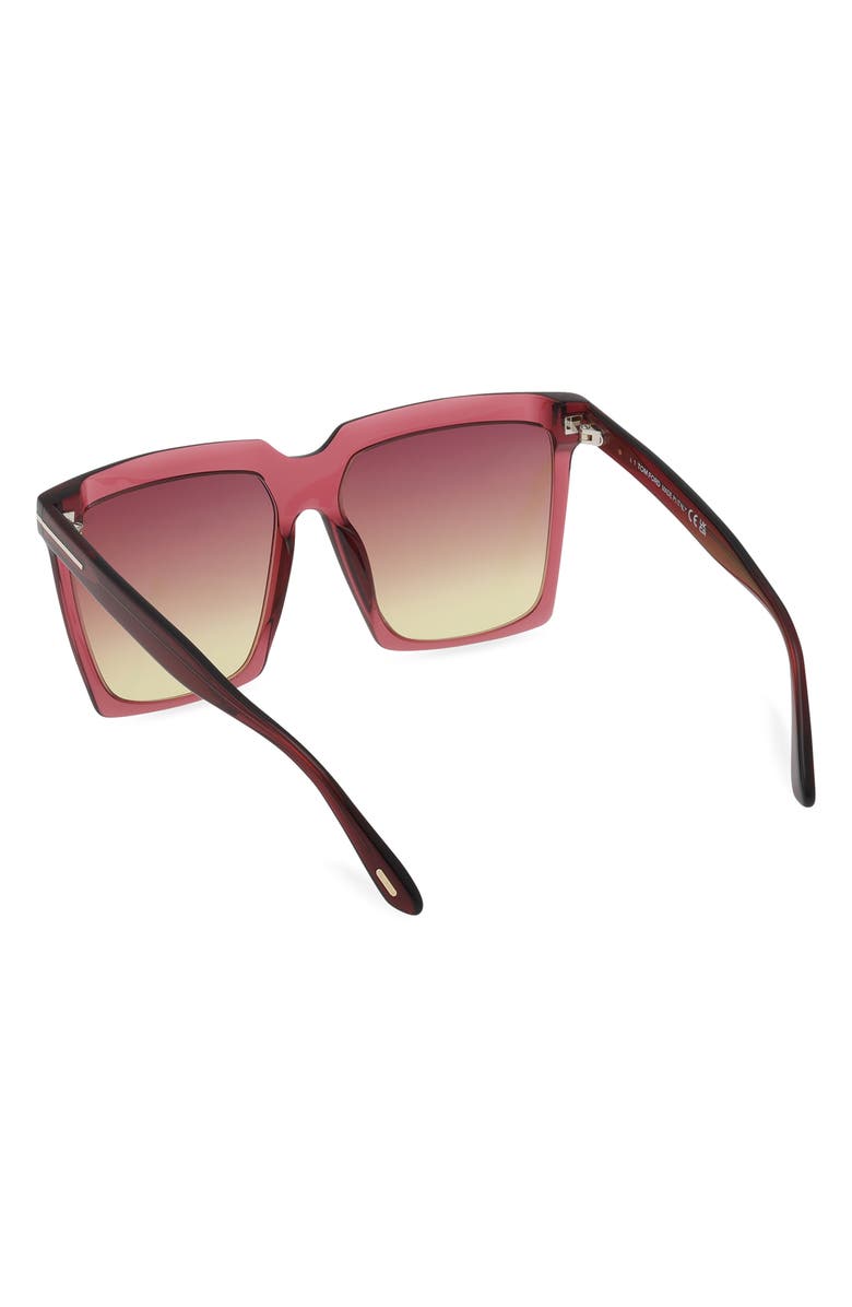 TOM FORD Sabrina 58mm Gradient Square Sunglasses, Alternate, color, Bordeaux / T Logo / Sunset