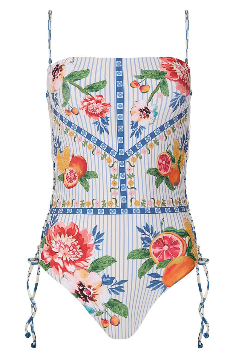 Agua Bendita Posh Basket Lace-Up Side One-Piece Swimsuit, Alternate, color, Multicolor