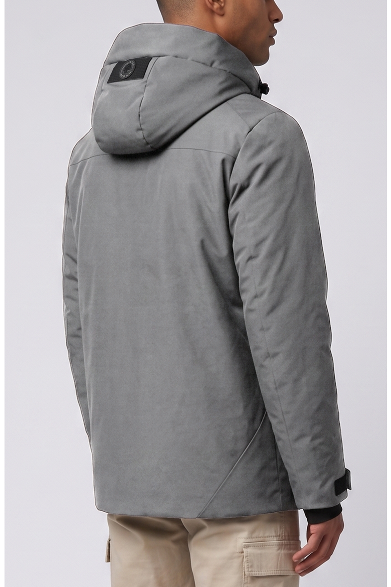 Hooded Microfiber Jacket with Heat-Sealed Pockets, Alternate, color, Slate