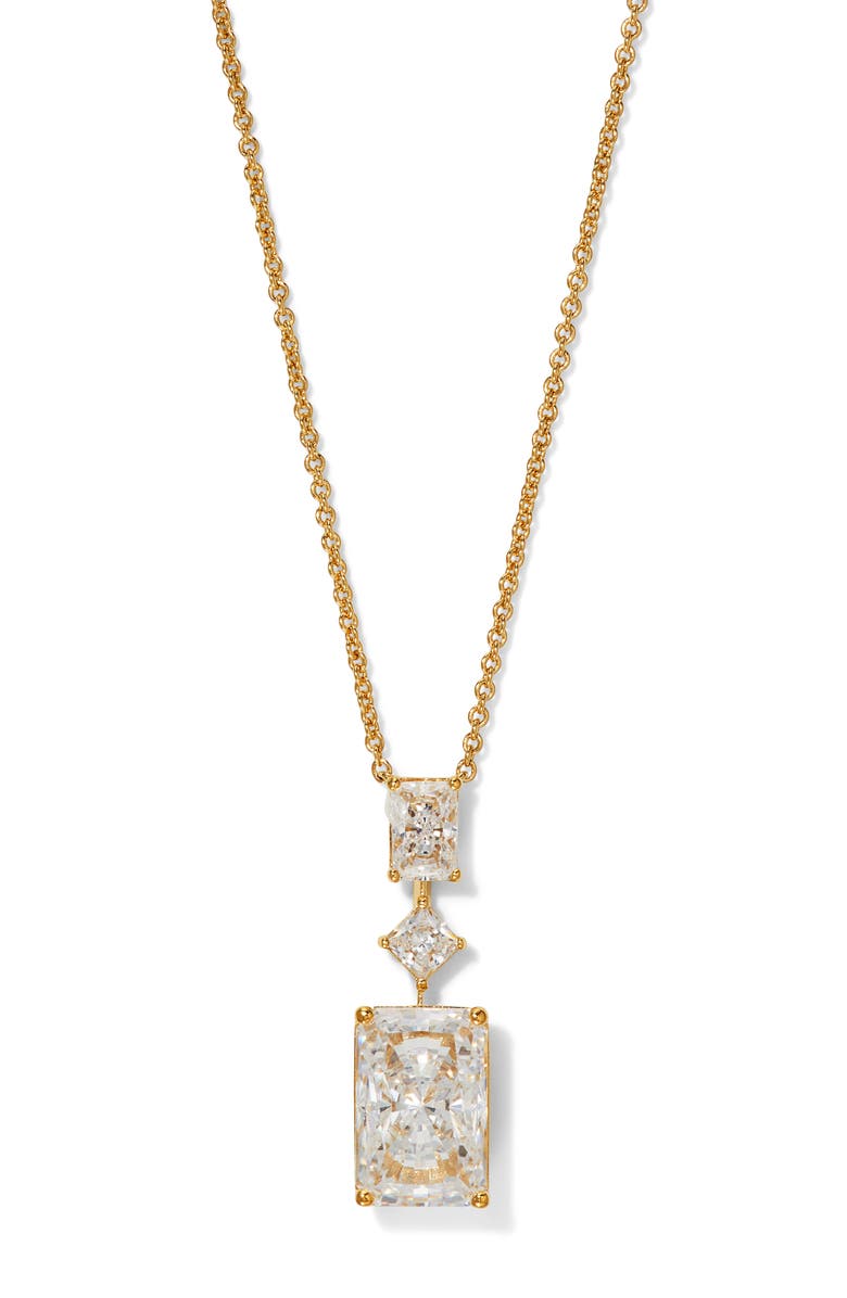 Nadri Cubic Zirconia Pendant Necklace, Main, color, Gold