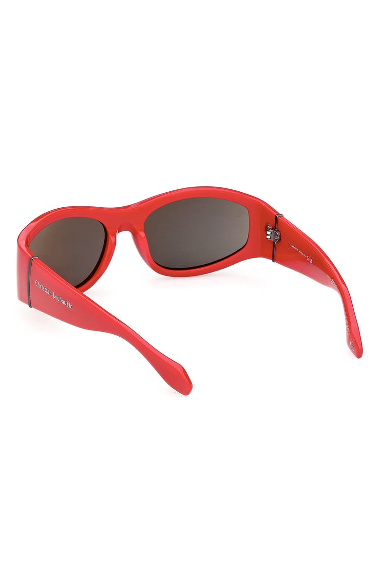 Christian Louboutin 60mm Oval Sunglasses, Alternate, color, Red / Zeiss Smoke Lens