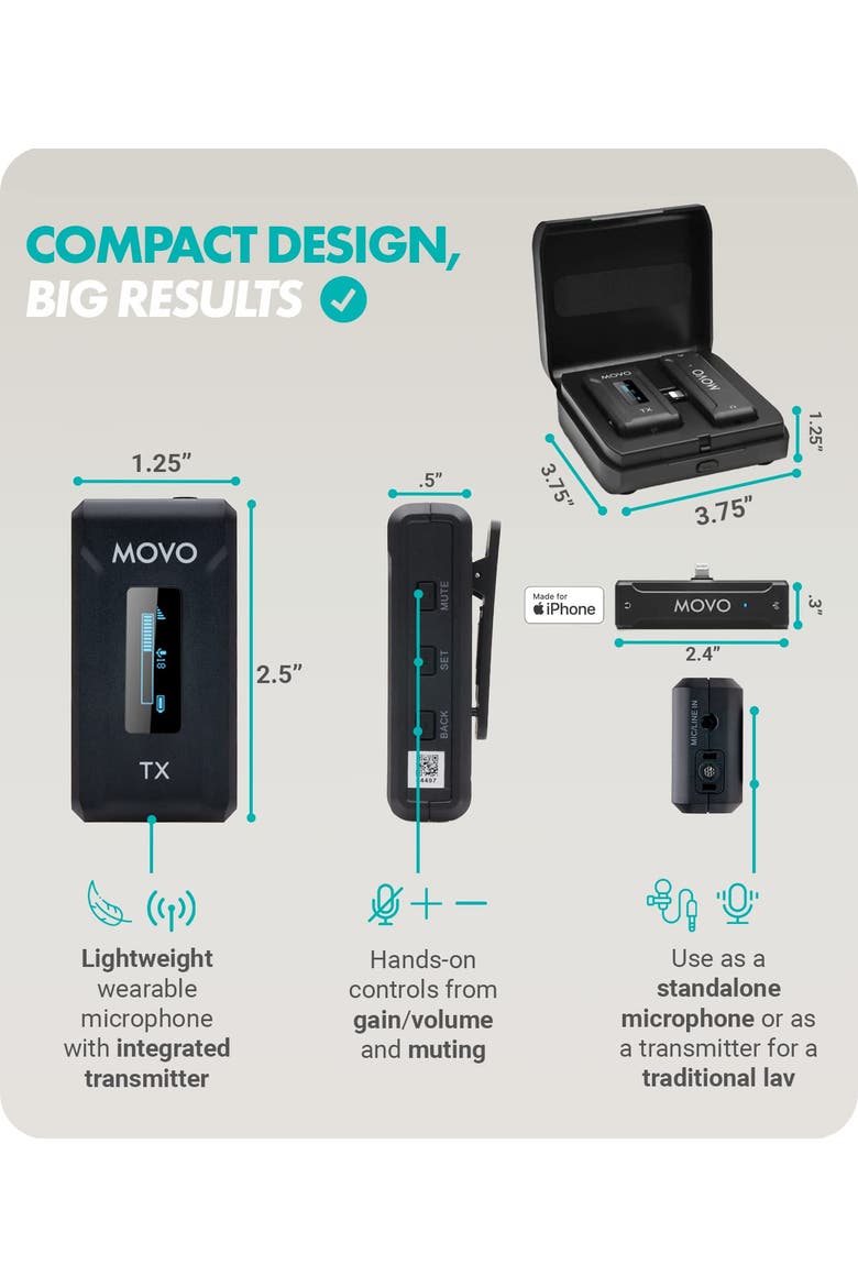 WMX-2-L Wireless Microphone for iPhone with Charging Case, Alternate, color, Black