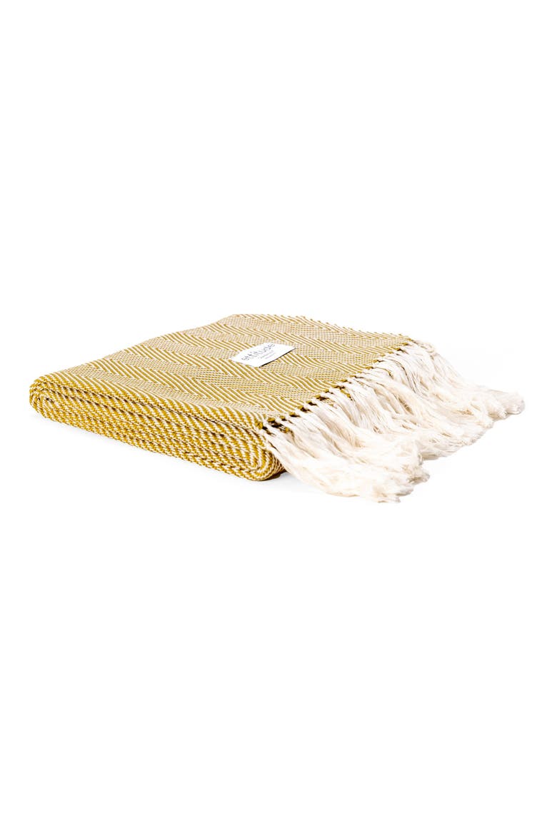 Hand Woven Herringbone Throw Blanket, Main, color, BRASS & NATURAL