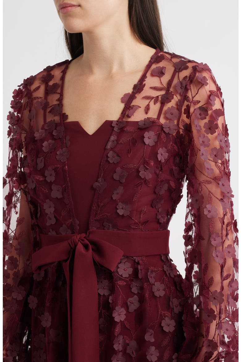 Floral Overlay Jacket & Belted Jumpsuit, Alternate, color, BURGUNDY