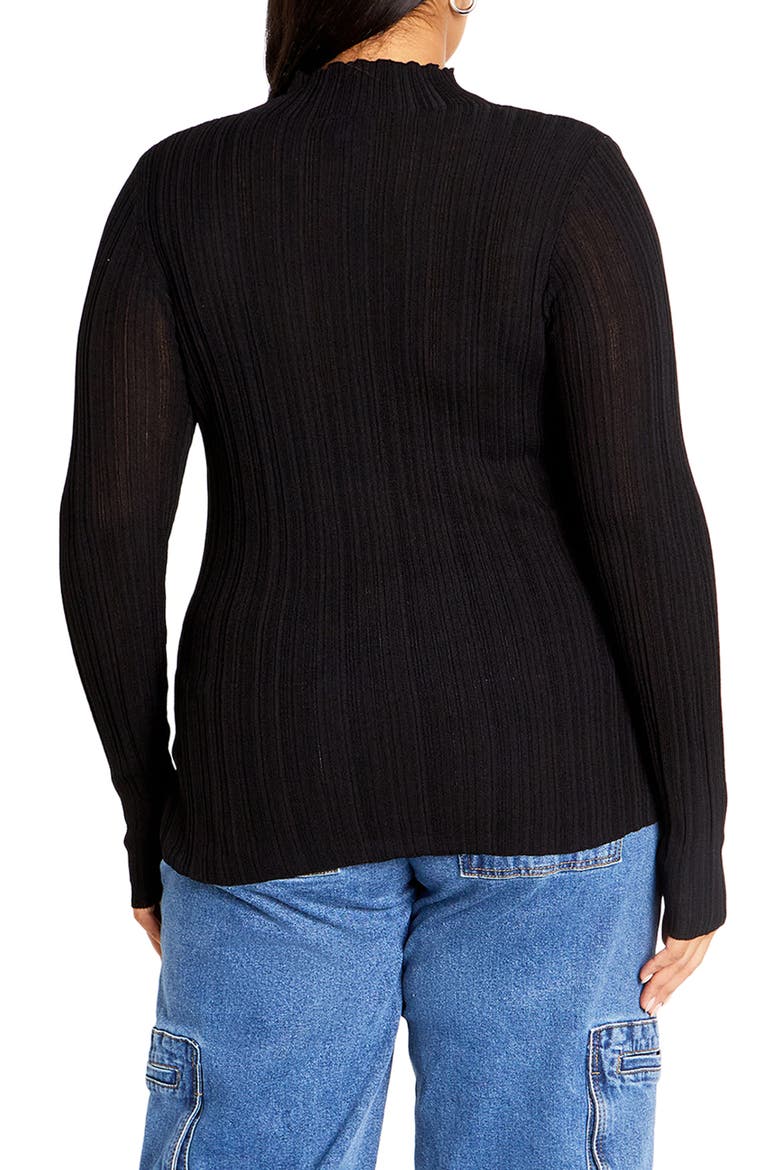 Crinkle Mock Neck Sweater, Alternate, color, BLACK