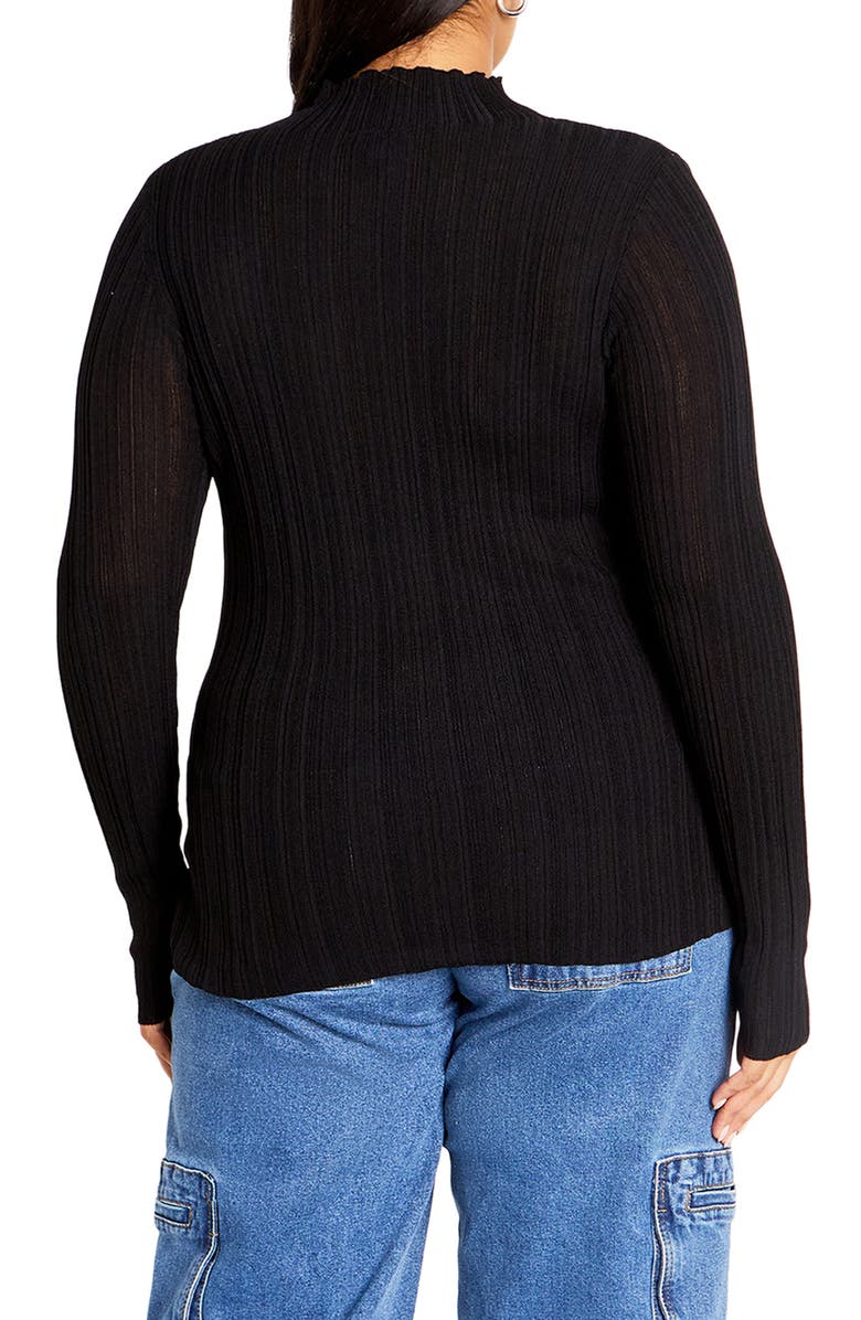 City Chic Crinkle Mock Neck Sweater, Alternate, color, 