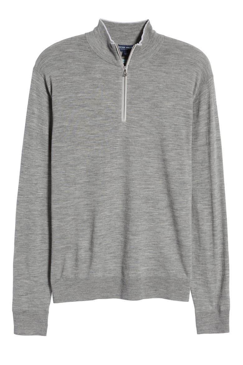 Crown Crafted Excursionist Flex Quarter Zip Merino Wool Blend Pullover, Alternate, color, GALE GREY