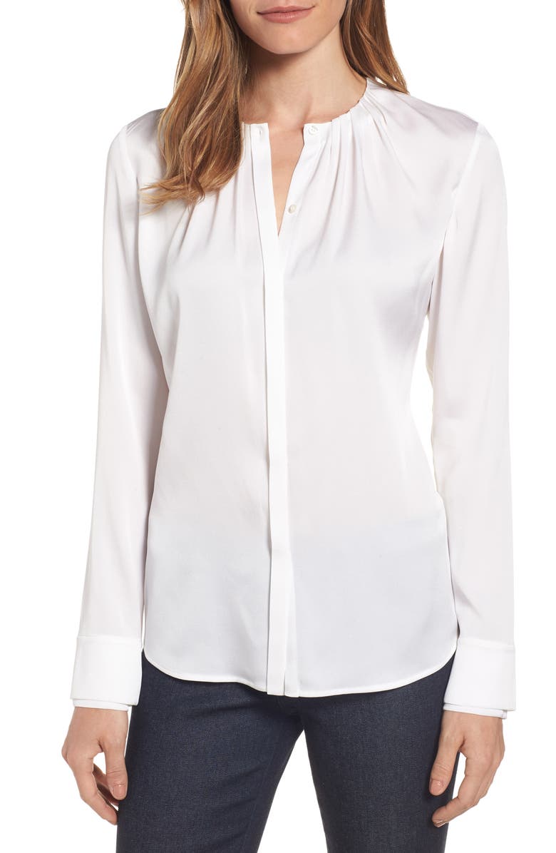 BOSS Banyra Stretch Silk Blouse, Main, color, 
