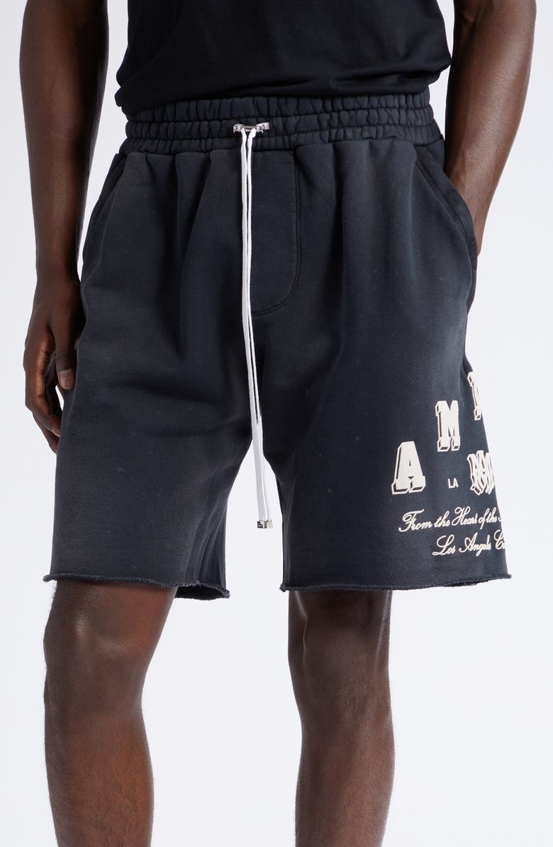 AMIRI Collegiate Logo Graphic Sweat Shorts, Alternate, color, 