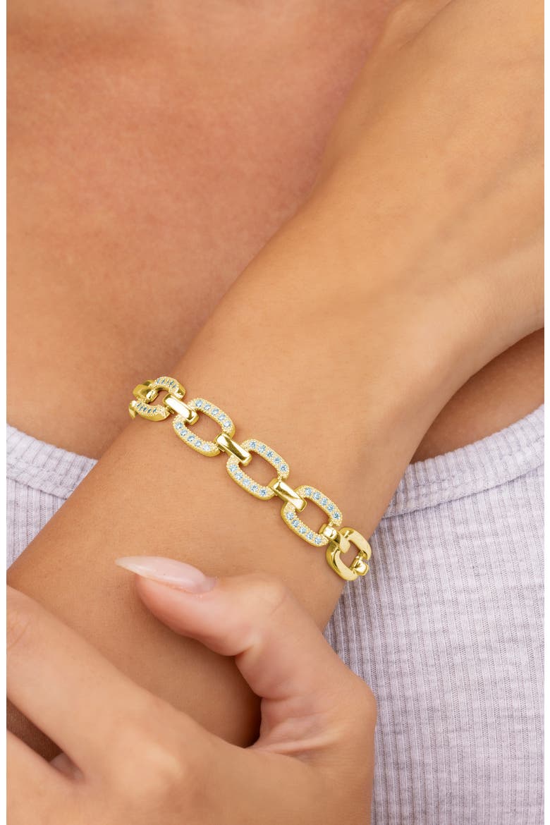 Fiona Cubic Zirconia Statement Chain Bracelet, Alternate, color, GOLD
