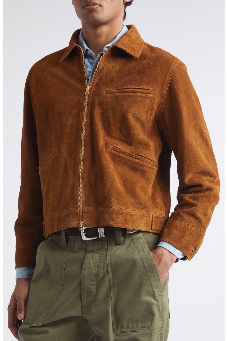 Raw Suede Zip Jacket, Alternate, color, SNUFF