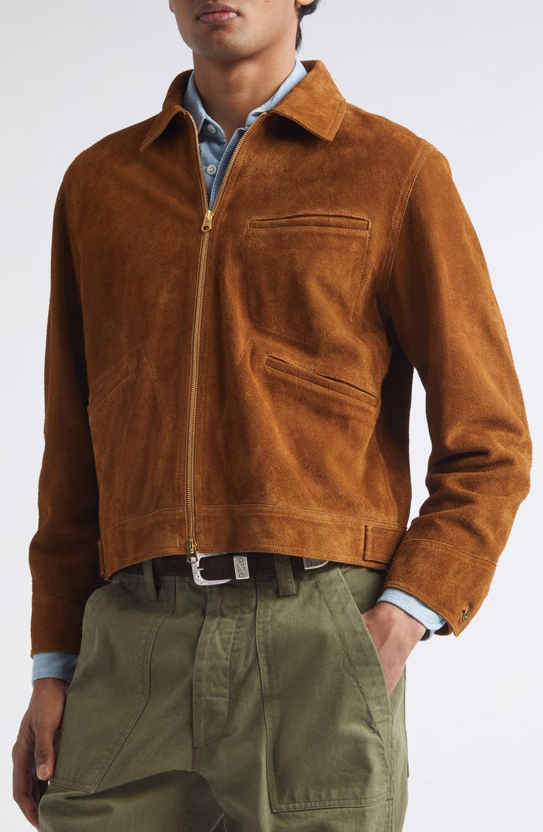 Drake's Raw Suede Zip Jacket, Alternate, color, Snuff