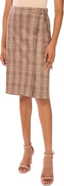 Ted Baker Plaid Faux Wrap A-Line Skirt