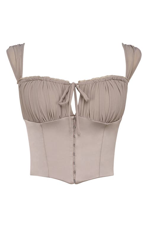 House Of Cb Anja Cap Sleeve Georgette Corset Top In Gray