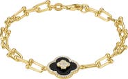 FZN Onyx & Cubic Zirconia Clover Chain Bracelet