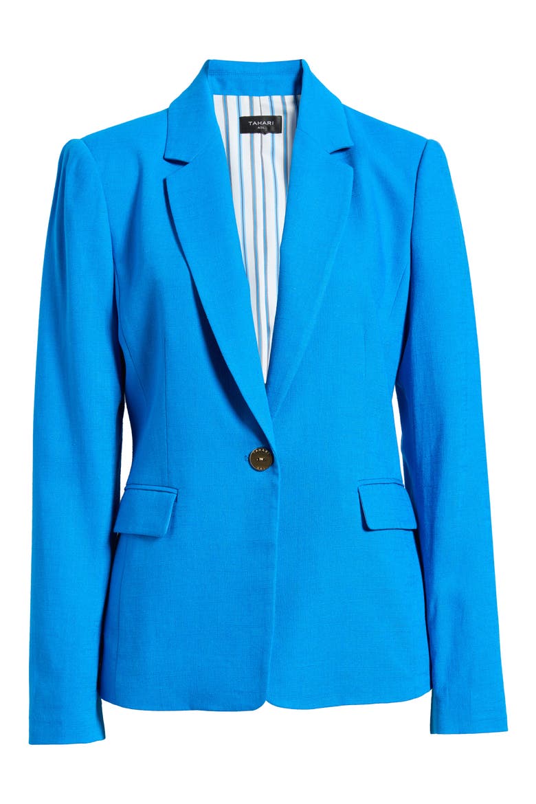 One-Button Blazer, Alternate, color, BLUE JEWEL