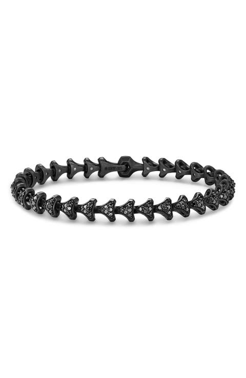 Men's Armory Link Bracelet, Black Titanium with Black Diamonds, 7.5mm