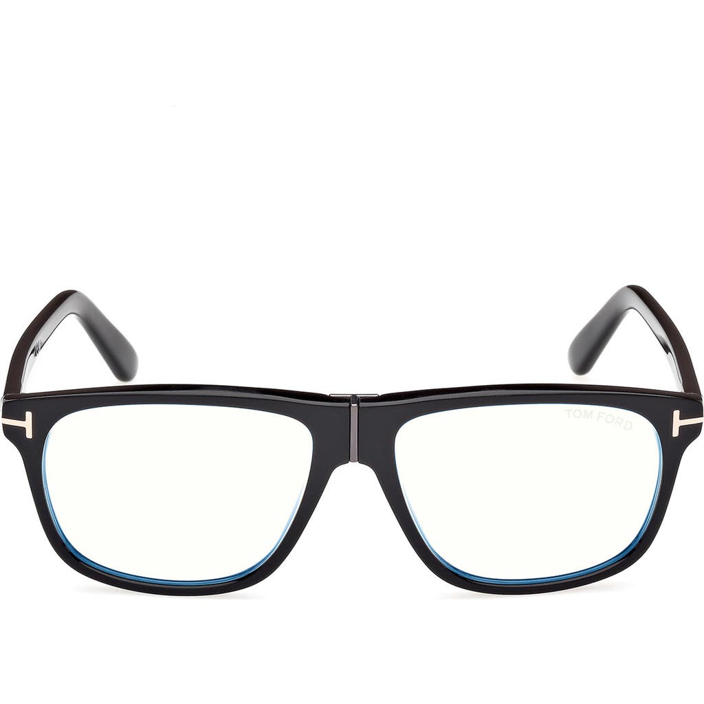 Tom Ford Brille Mit D-gestell In Black/t Logo/blue Block