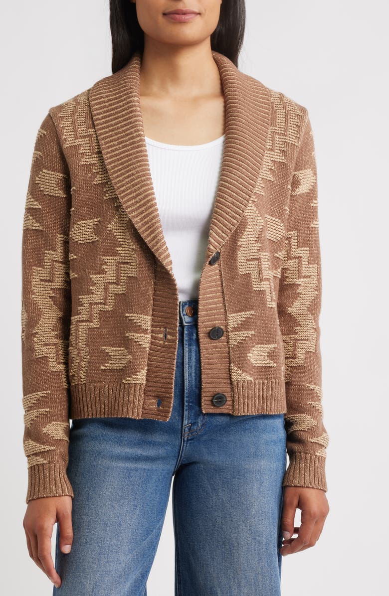 Pendleton Textured Cotton Cardigan, Alternate, color, Nutmeg