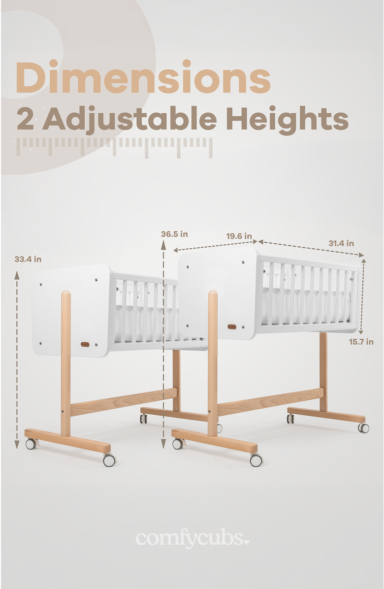 Comfy Cubs Wooden Bedside Bassinet Sleeper, Alternate, color, Light Wood