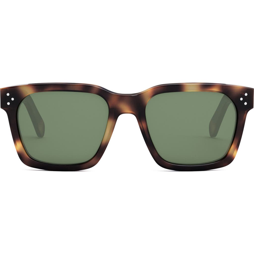 CELINE Bold 3 Dots 54mm Geometric Sunglasses in Blonde Havana /Green