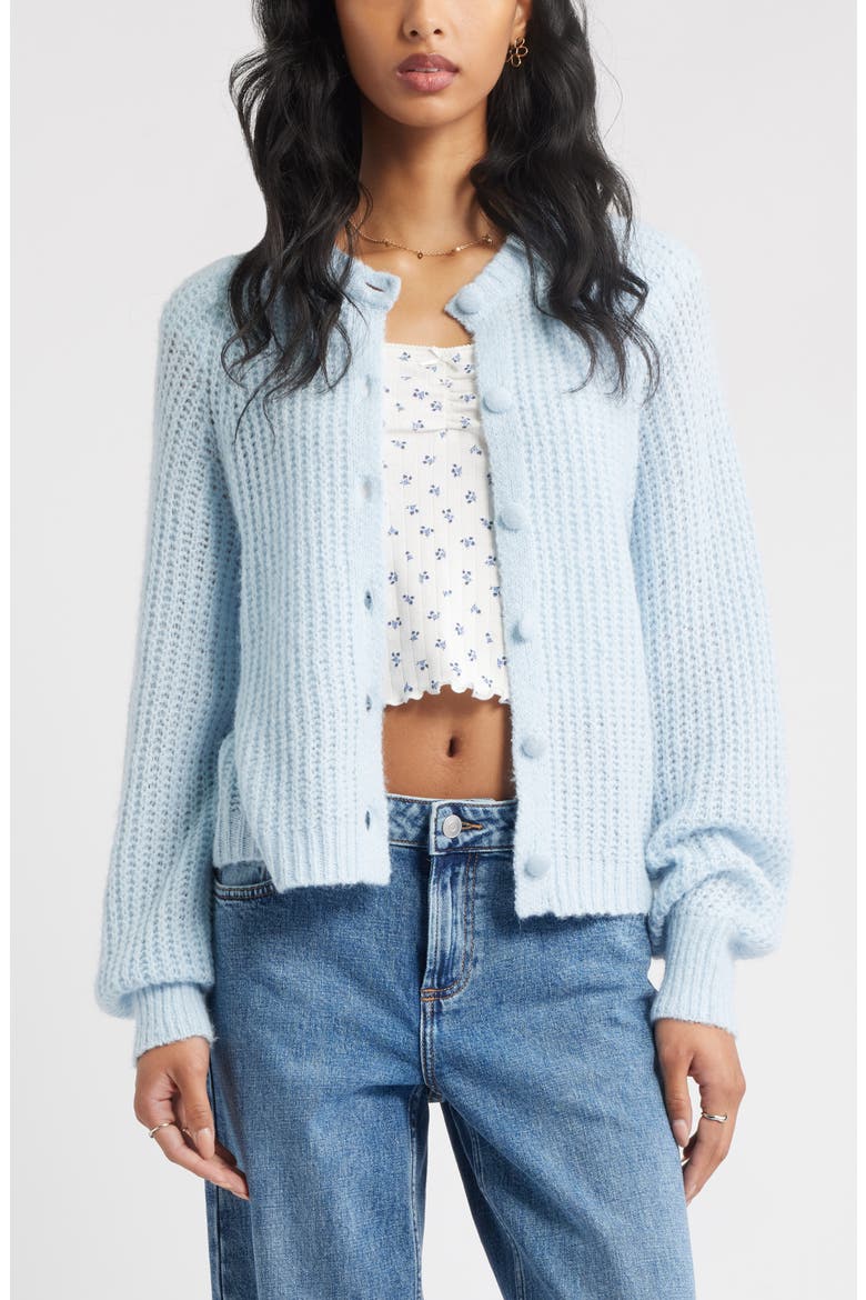 Crewneck Cardigan, Main, color, BLUE SKYRIDE