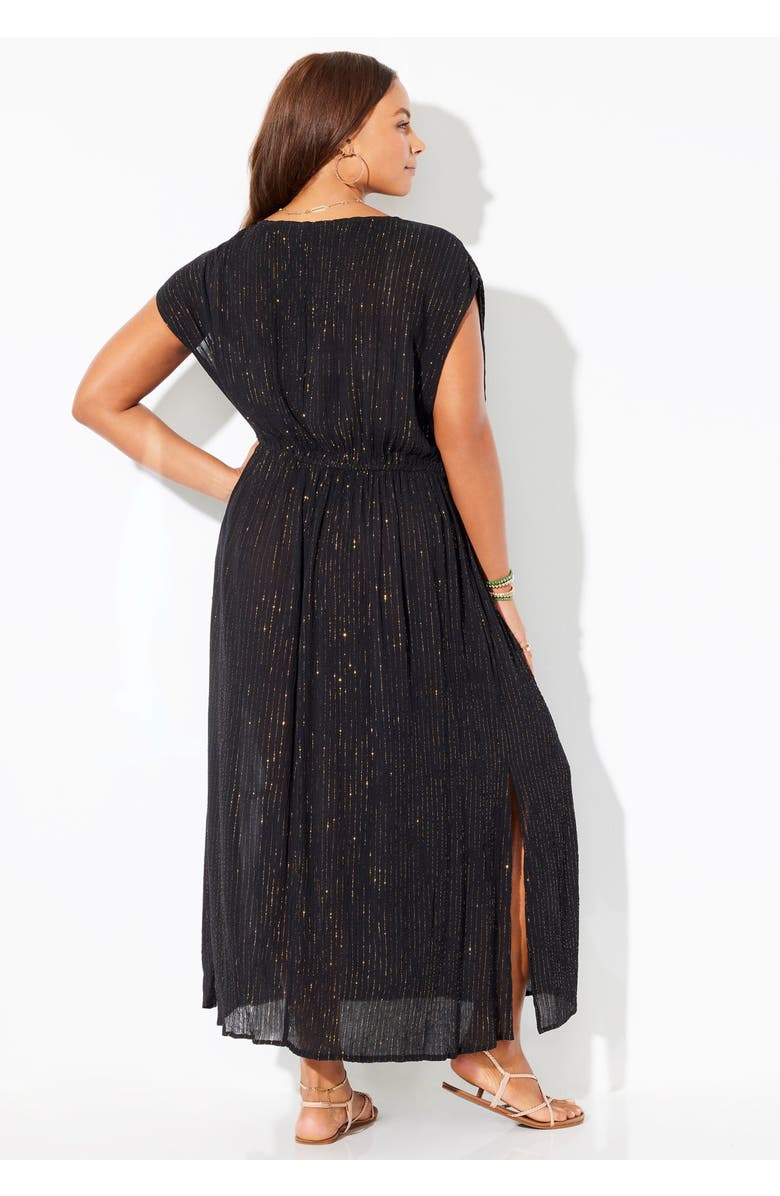Swimsuits for All Surplice Maxi Cover Up Dress, Alternate, color, Black Gold