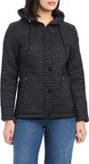 Kate Spade New York water resistant hooded floral quilted short jacket