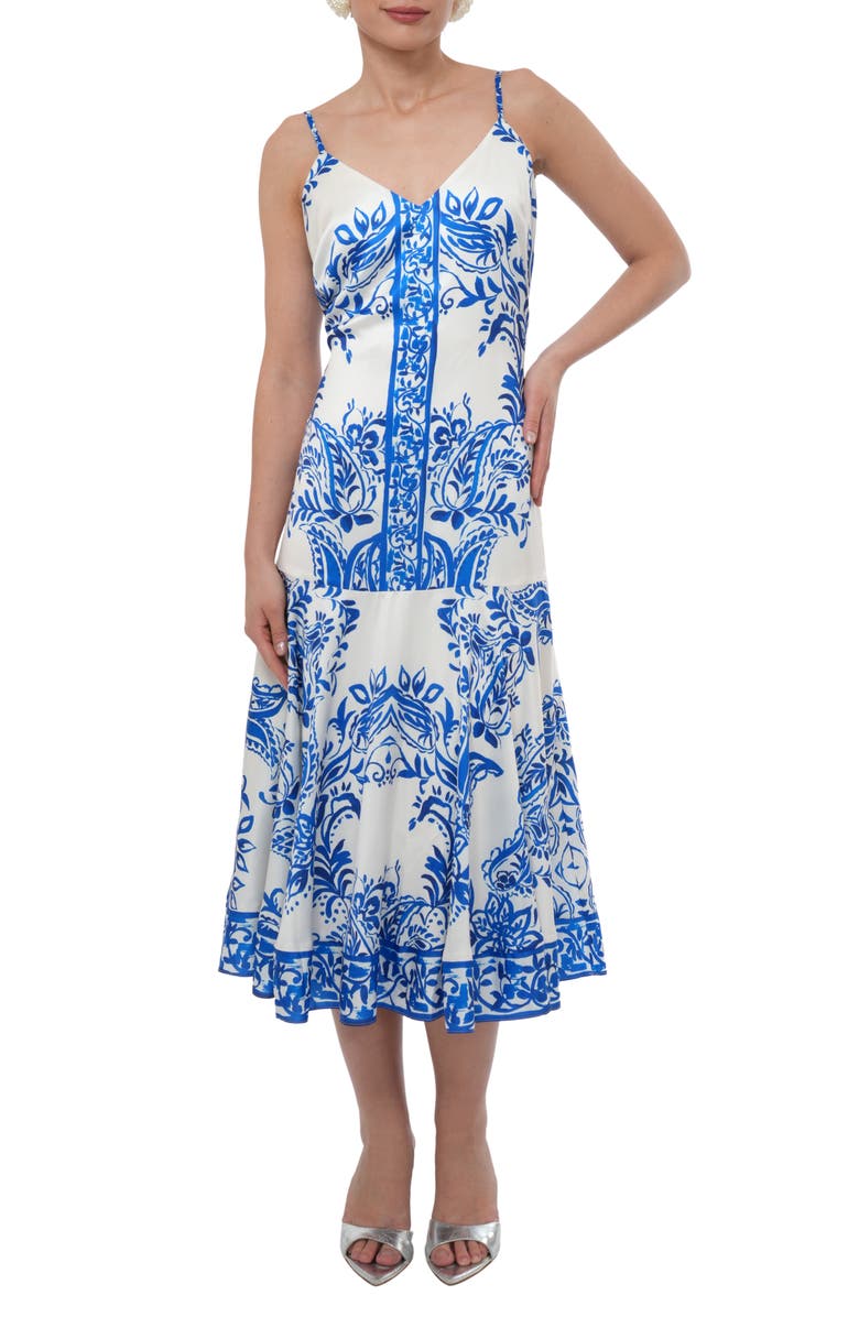 Adelyn Rae Paisley Slipdress, Main, color, Electric Blue