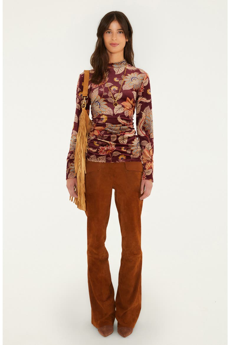 Floral Velvet Mock Neck Top, Alternate, color, DELHI FLORAL BURGUND