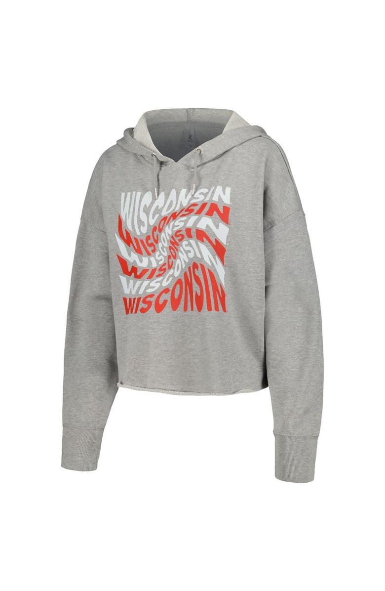 ZOOZATZ Women's ZooZatz Gray Wisconsin Badgers Swirl Cropped Pullover Hoodie, Alternate, color, Gray