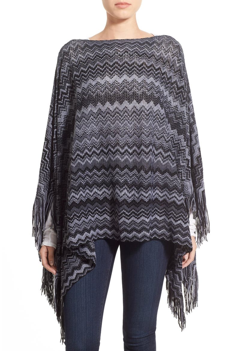 Zigzag Poncho, Main, color, BLACK/ GREY