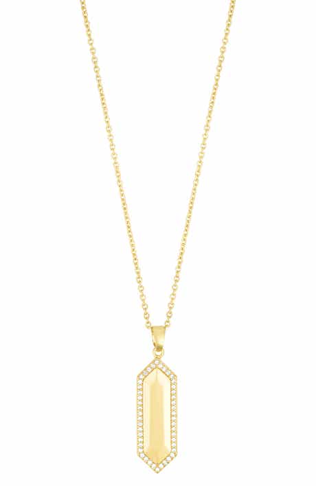 Adornia Elongated Pavé Pendant Necklace