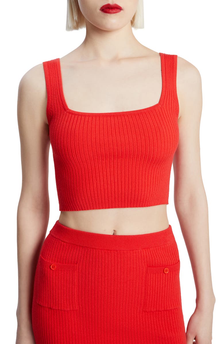 Bardot Sarita Crop Rib Tank, Main, color, Deep Red