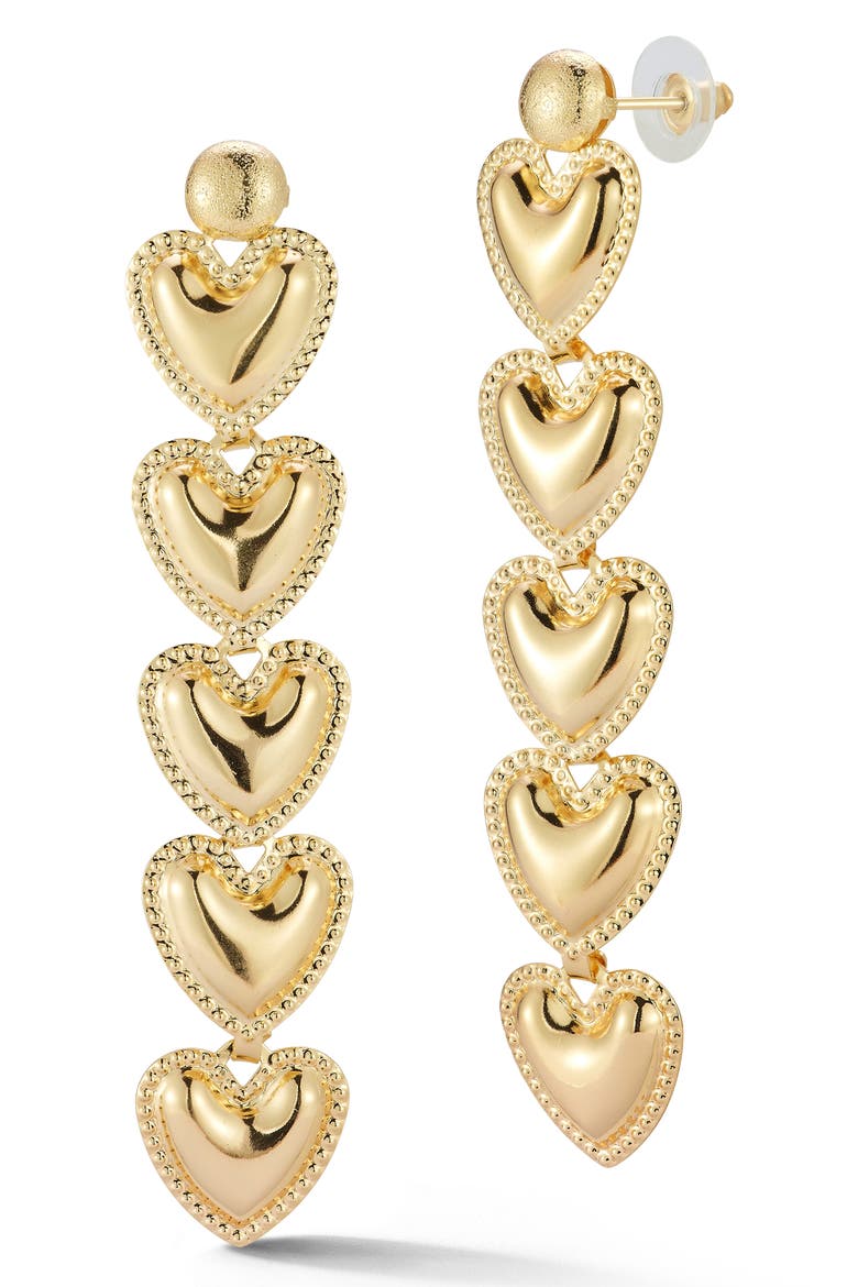 Linear Heart Drop Earrings, Main, color, GOLD