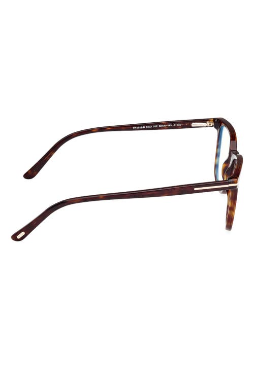Tom Ford 50mm Square Blue Light Blocking Optical Glasses & Clip-on Sunglasses