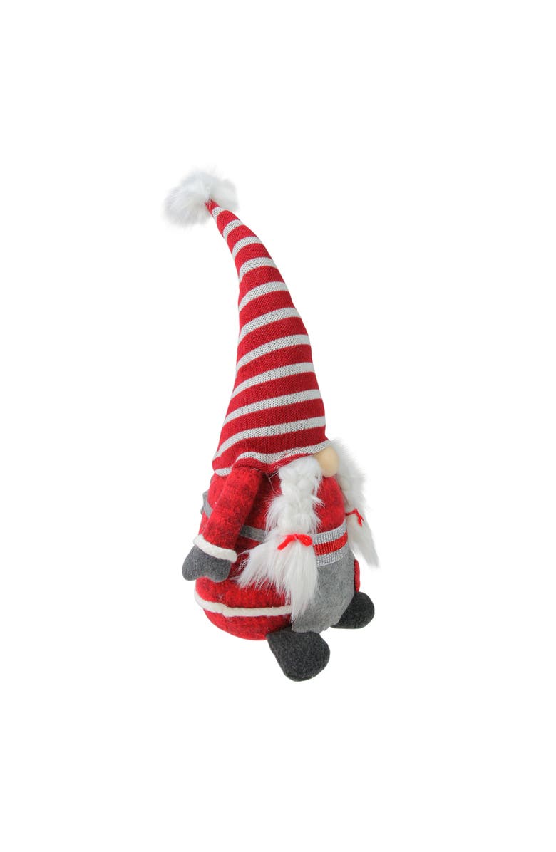 Northlight Girl Gnome with Pigtail Braids, Hearts and Striped Hat Christmas Figure - 15", Alternate, color, Red