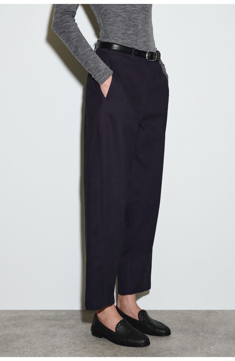 COS Barrel-Leg Cotton Chinos, Alternate, color, Navy