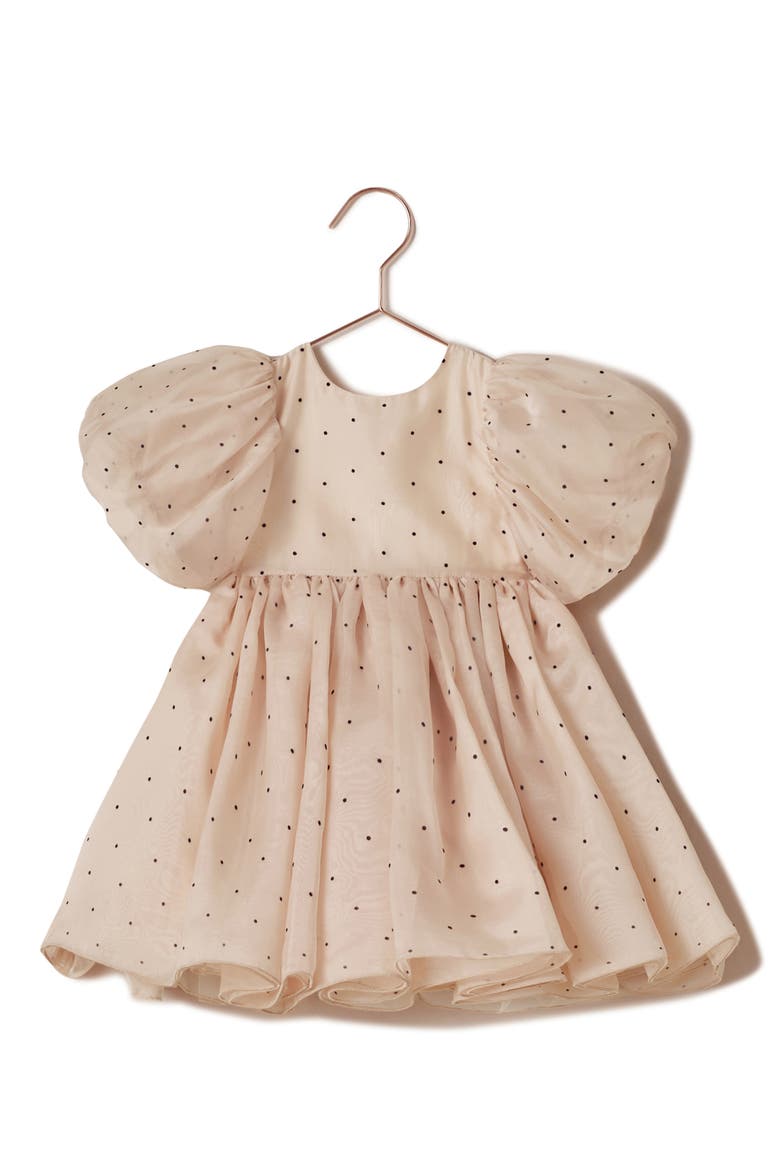 Kids' Sofia Puff Sleeve Polka Dot Dress, Main, color, ANTIQUE