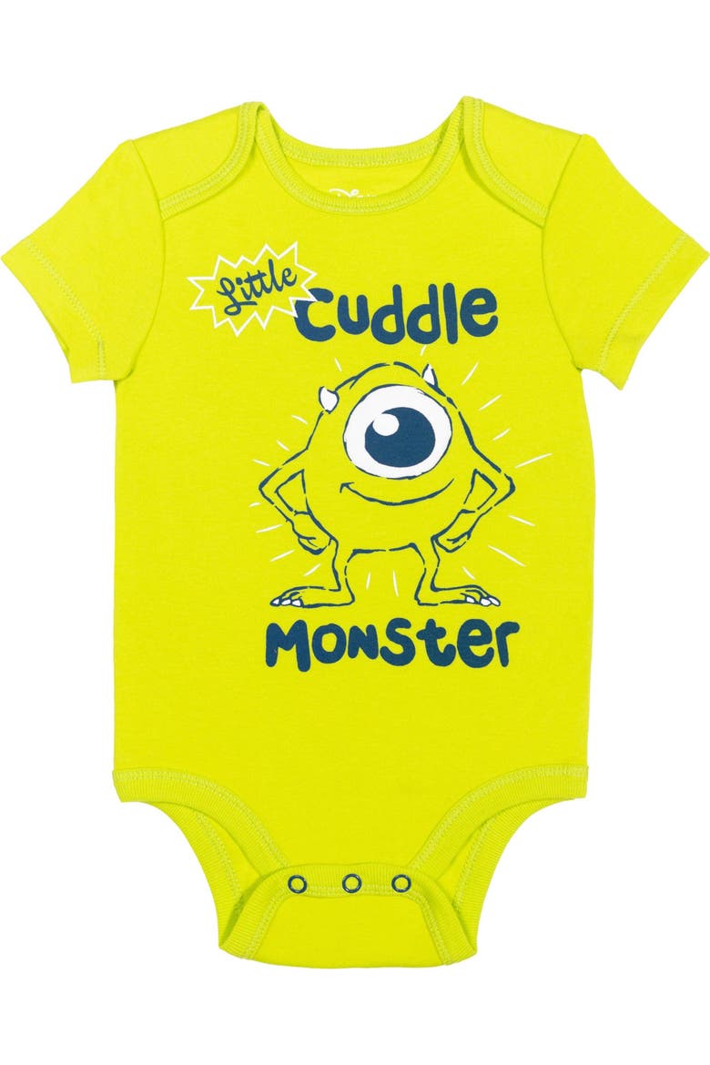 Pixar Bodysuit Pants and Hat Set, Alternate, color, Mike Sulley Lime Navy