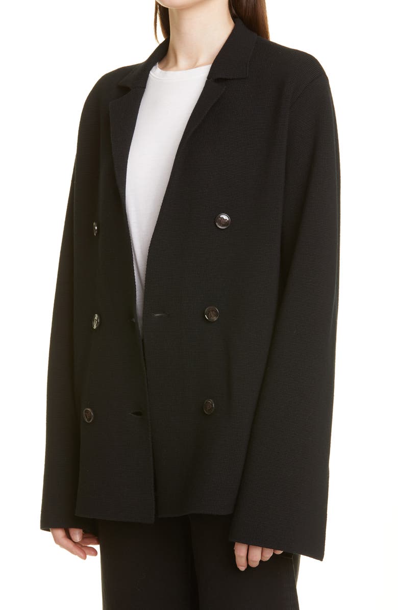 TOTEME Double Breasted Wool Knit Blazer, Alternate, color, 