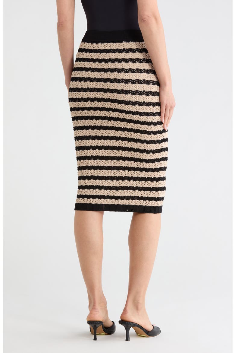 Lacen Pointelle Knit Skirt, Alternate, color, BLACK/ NATURAL STRIPE