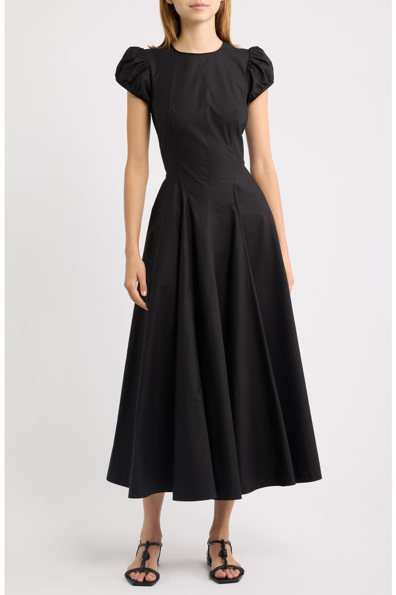 Rivelle Midi Dress, Main, color, BLACK