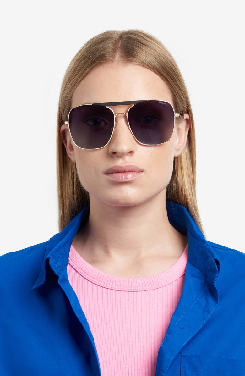 Polaroid 59mm Flat Front Polarized Square Sunglasses, Alternate, color, 