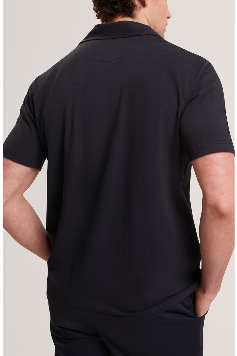 Fendry Cotton & Linen Knit Camp Shirt, Alternate, color, NAVY